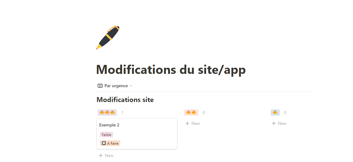 Gestion modifications App/site web