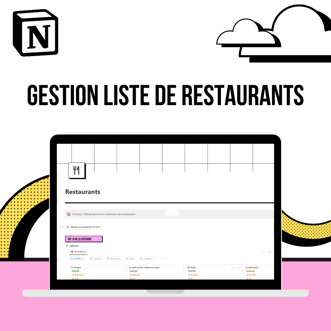 Liste des restaurants | Modèle Notion